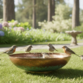 Handcrafted Copper Garden Bird Bath with Patina Base